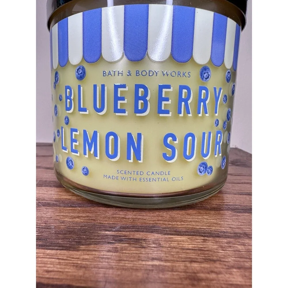 Bath & Body Works BLUEBERRY LEMON SOUR 3-Wick CANDLE Scented 14.5 oz